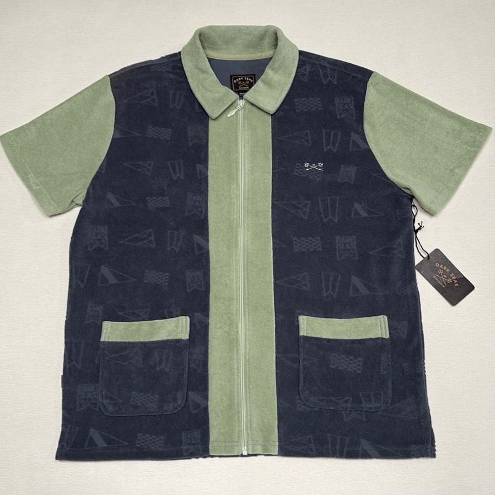 Surf Shirt - full zip with embossed graphics - Dark Seas - Sundowner- Knit